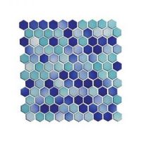 hexagon mosaic turquoise navy blue